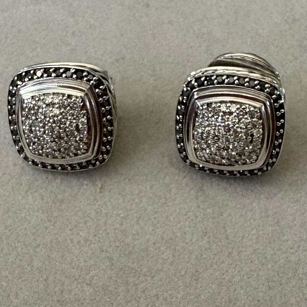 David Yurman Silver and Diamond Pave Earrings